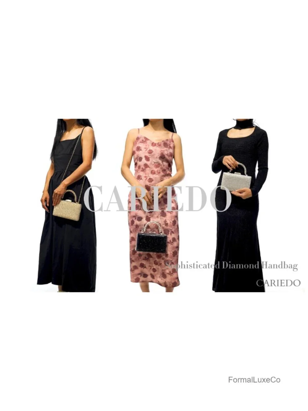 Elegant Rhinestone Evening Clutch Purse with Detachable Straps for Weddings
